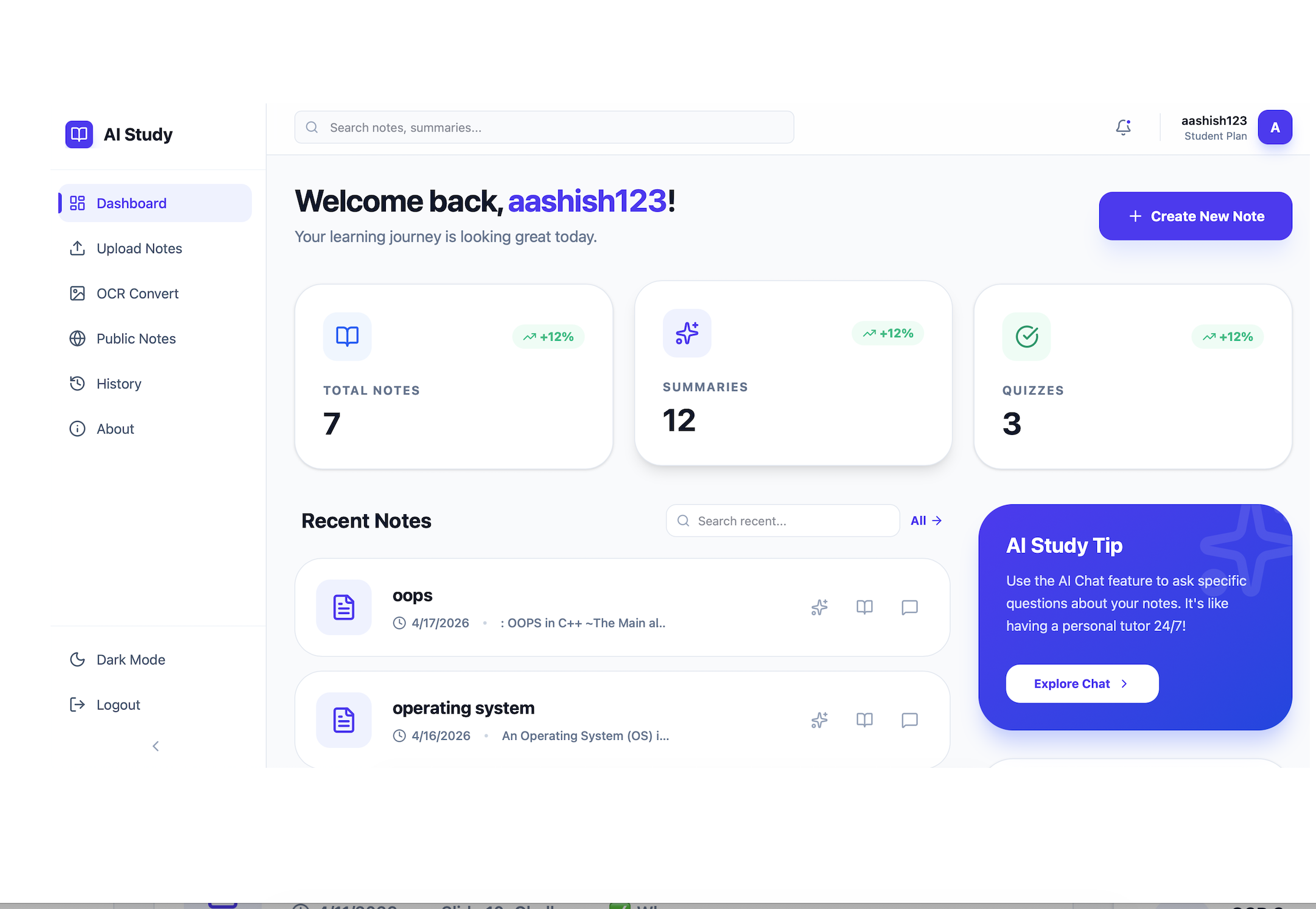 AI Study Platform project preview